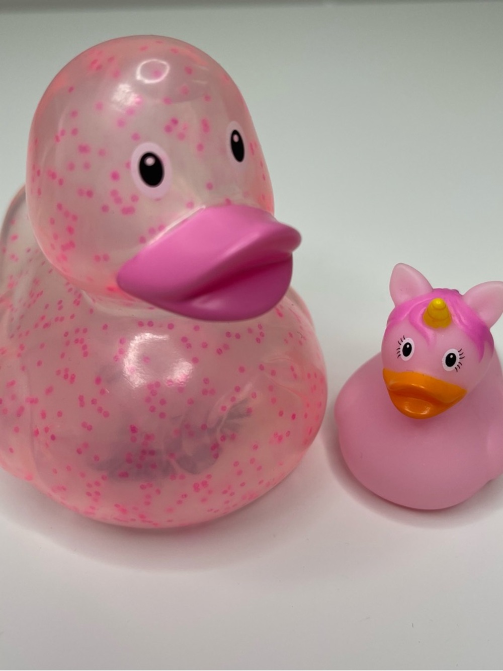 LiLaLu Pink Confetti Rubber Duck & Small Pink Unicorn Rubber Duckie NEW